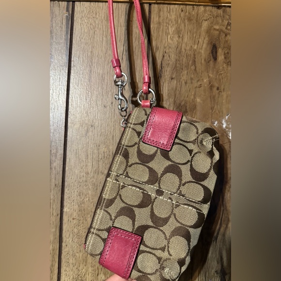 Coach Brown and Pink Signature Wristlet